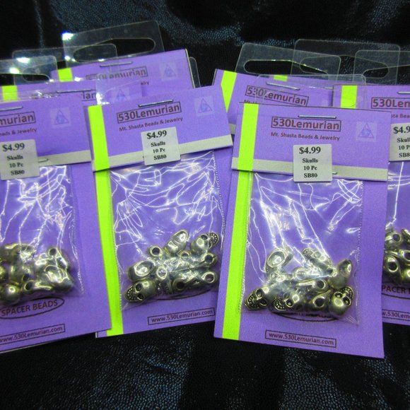 Silver Plated Skulls Spacer Beads 10Pcs In Each Package Lot Of 9 Packages - Picture 2 of 3